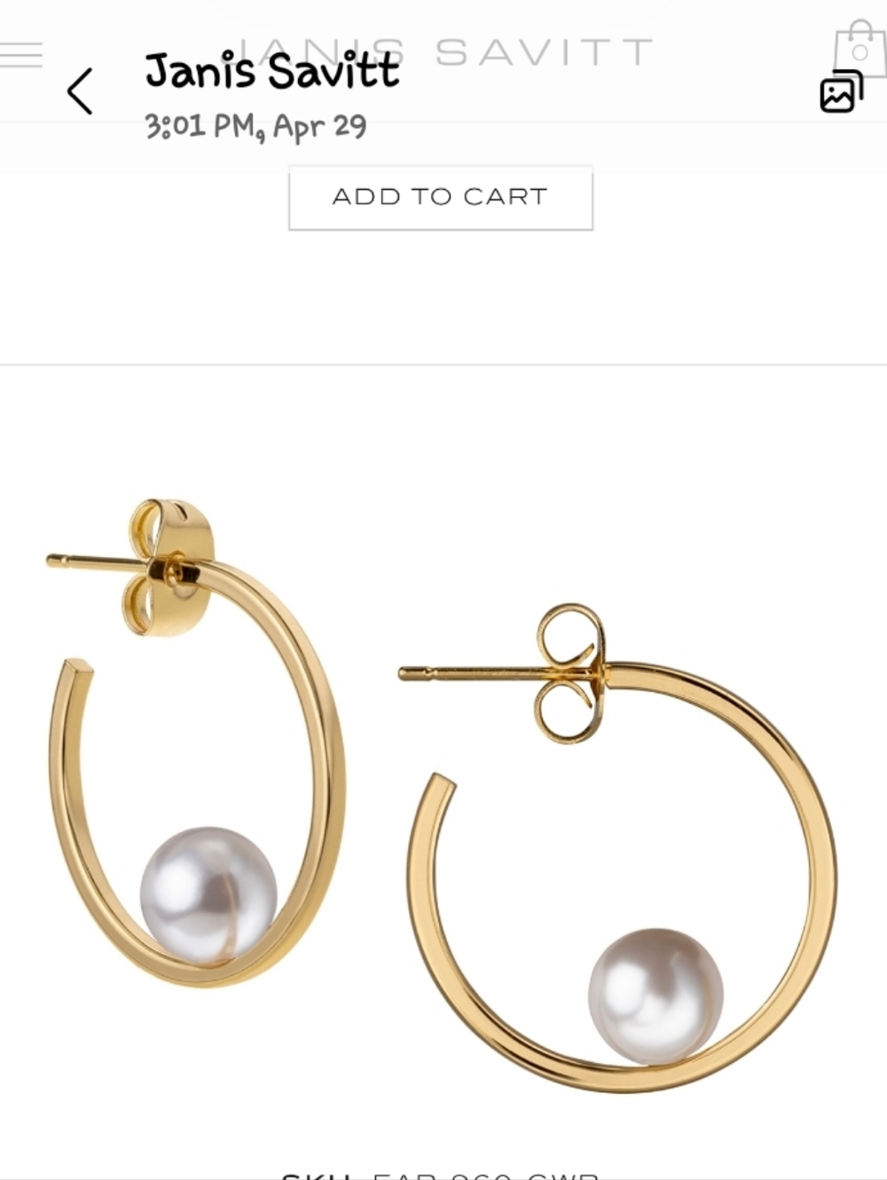 Janis Savit Oprahs Favorite Pearl Hoop Earrings
